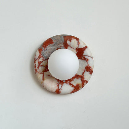 Round Marble Wall Light with Opal Glass Globe - Arrielight