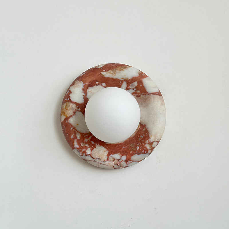 Round Marble Wall Light with Opal Glass Globe - Arrielight