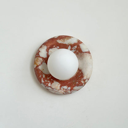 Round Marble Wall Light with Opal Glass Globe - Arrielight