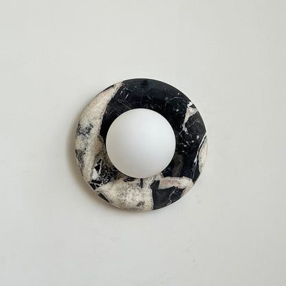 Round Marble Wall Light with Opal Glass Globe - Arrielight