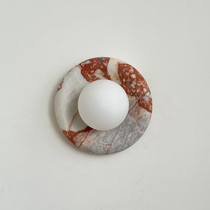 Round Marble Wall Light with Opal Glass Globe - Arrielight