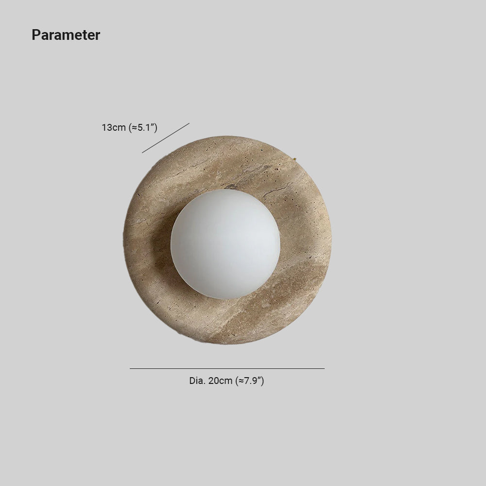 Round Marble Wall Light with Opal Glass Globe - Arrielight
