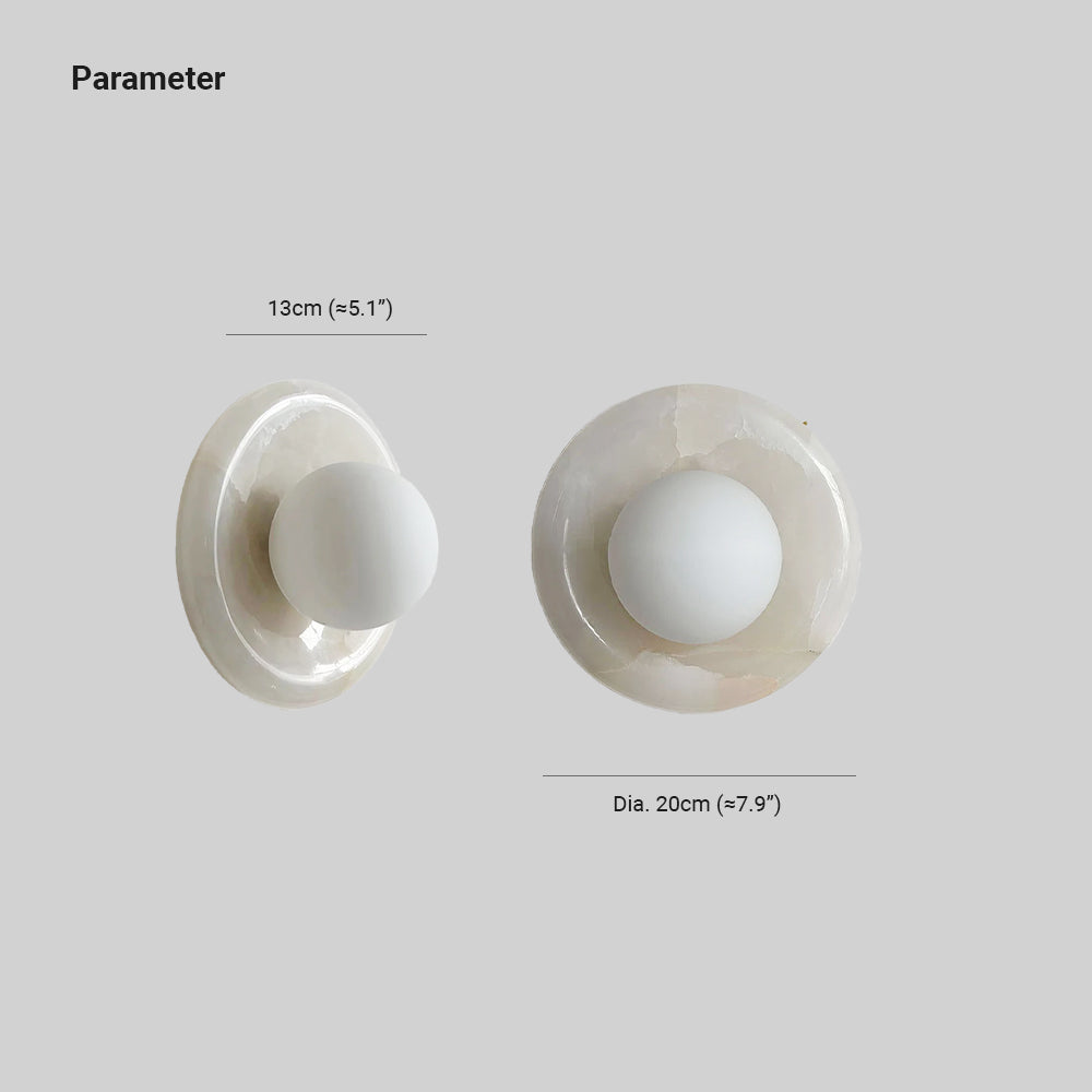 Round Marble Wall Light with Opal Glass Globe - Arrielight
