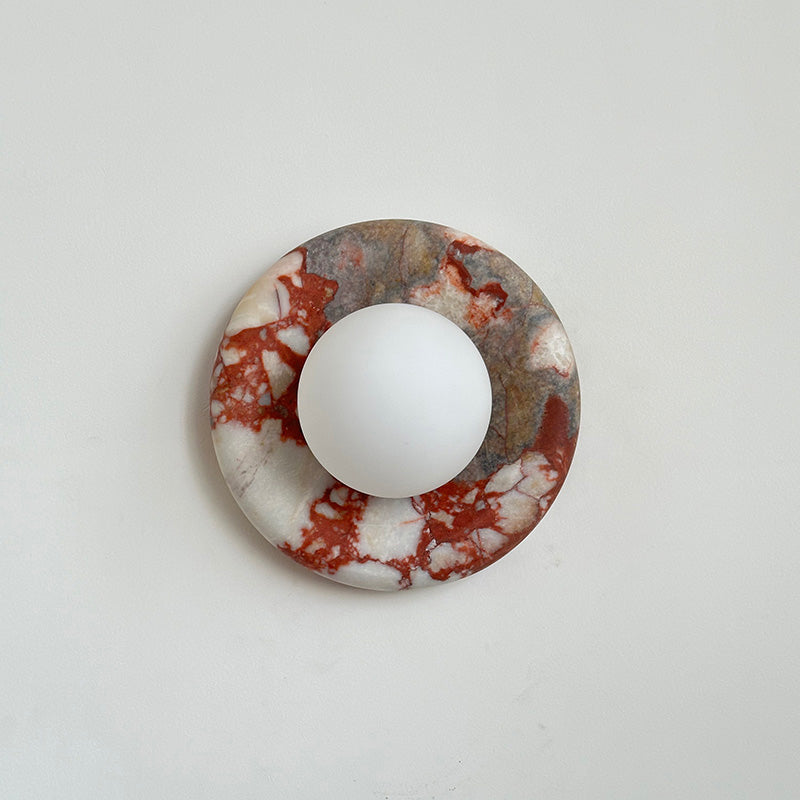 Round Marble Wall Light with Opal Glass Globe - Arrielight