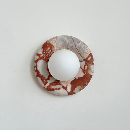 Round Marble Wall Light with Opal Glass Globe - Arrielight
