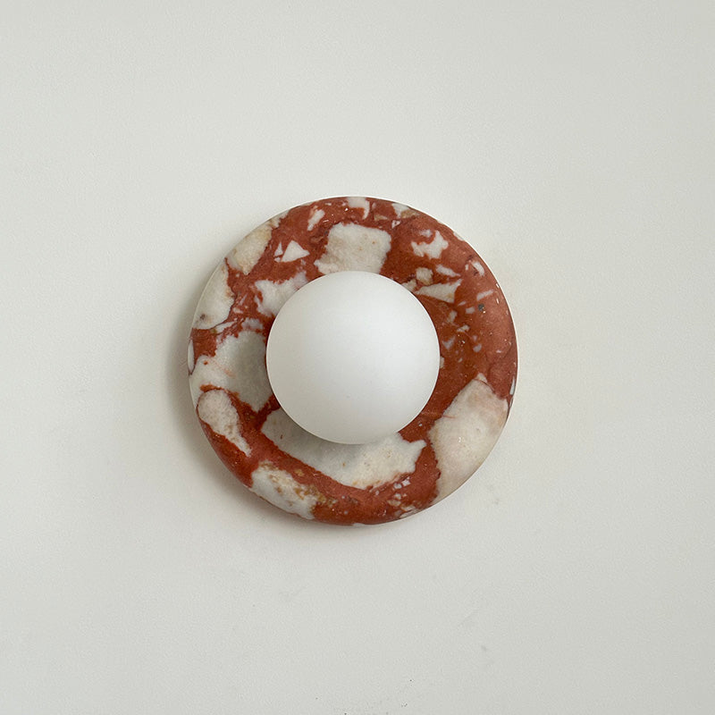Round Marble Wall Light with Opal Glass Globe - Arrielight