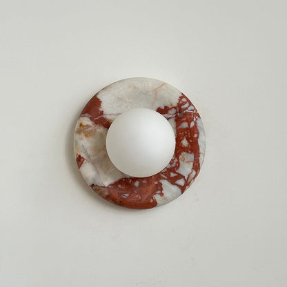 Round Marble Wall Light with Opal Glass Globe - Arrielight