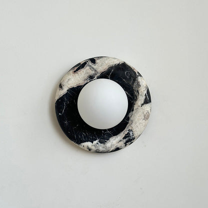 Round Marble Wall Light with Opal Glass Globe - Arrielight
