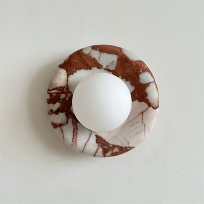 Round Marble Wall Light with Opal Glass Globe - Arrielight