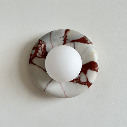 Round Marble Wall Light with Opal Glass Globe - Arrielight