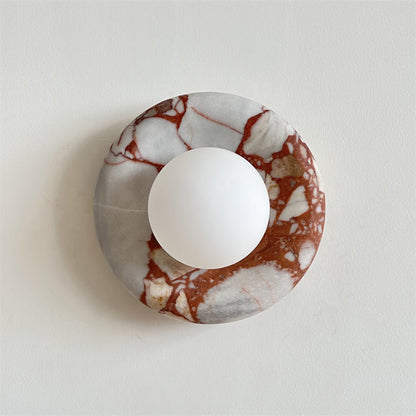 Round Marble Wall Light with Opal Glass Globe - Arrielight
