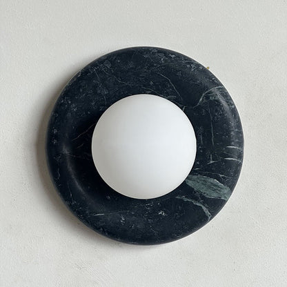 Round Marble Wall Light with Opal Glass Globe - Arrielight