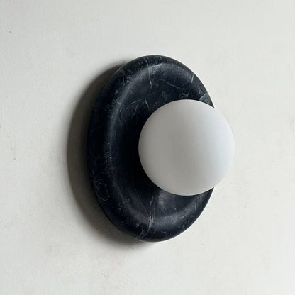 Round Marble Wall Light with Opal Glass Globe - Arrielight