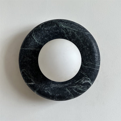 Round Marble Wall Light with Opal Glass Globe - Arrielight
