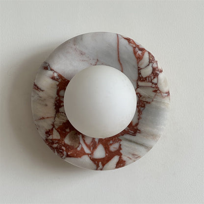 Round Marble Wall Light with Opal Glass Globe - Arrielight