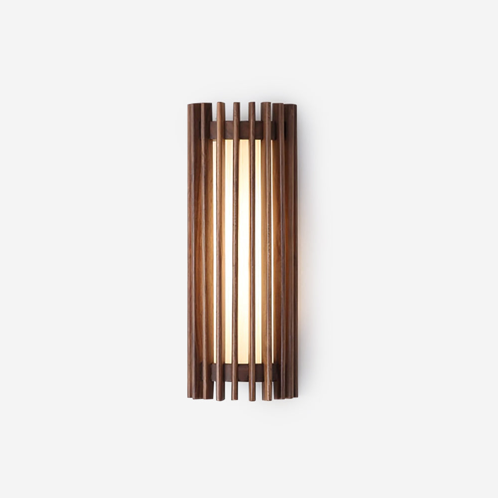 Walnut Slatted Wood Wall Light with Acrylic Diffuser - Arrielight