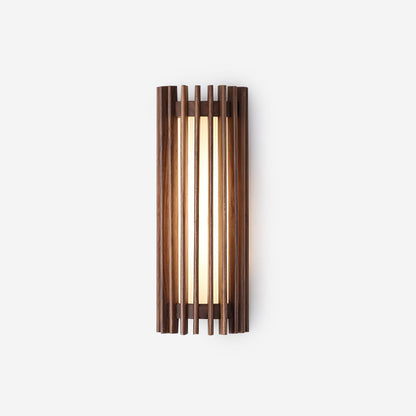 Walnut Slatted Wood Wall Light with Acrylic Diffuser - Arrielight