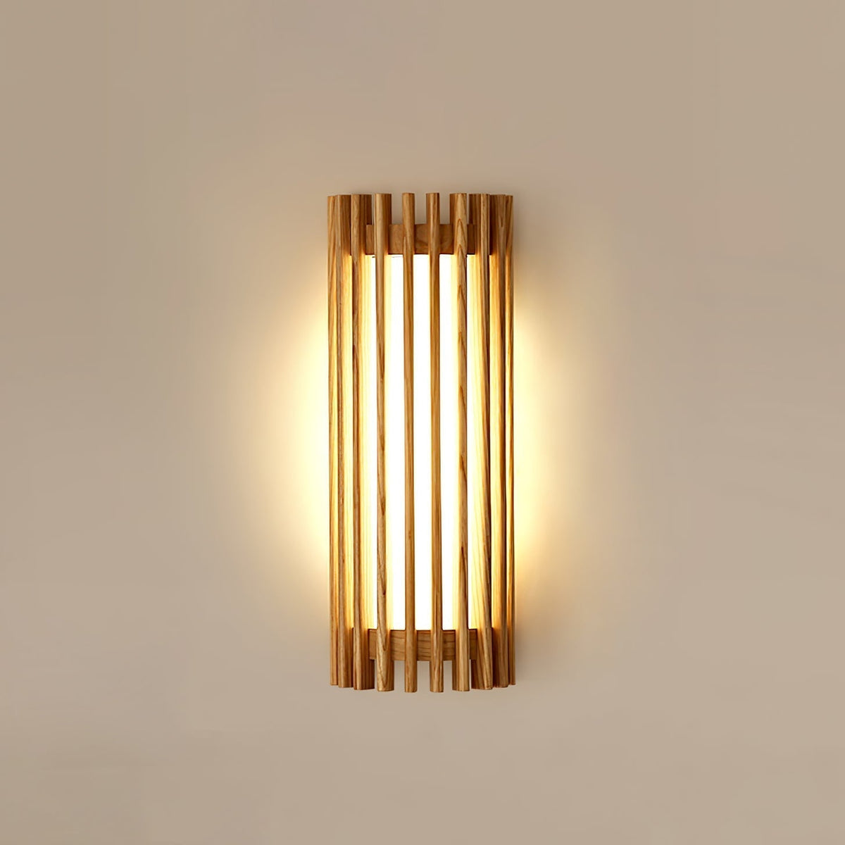 Walnut Slatted Wood Wall Light with Acrylic Diffuser - Arrielight
