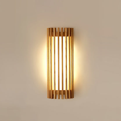 Walnut Slatted Wood Wall Light with Acrylic Diffuser - Arrielight