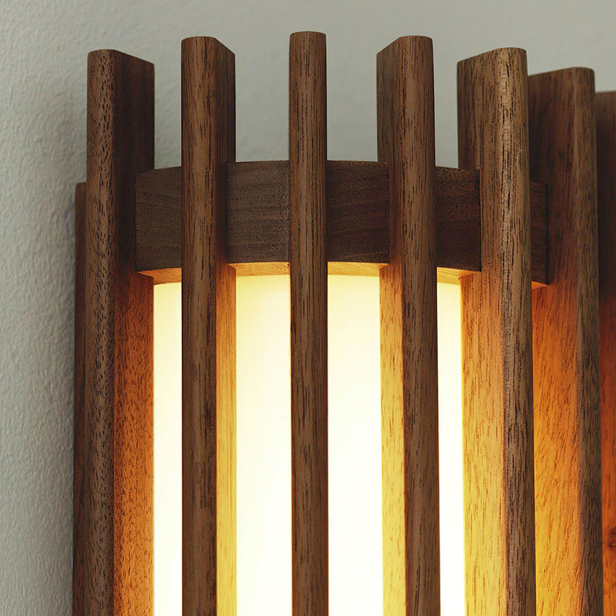 Walnut Slatted Wood Wall Light with Acrylic Diffuser - Arrielight