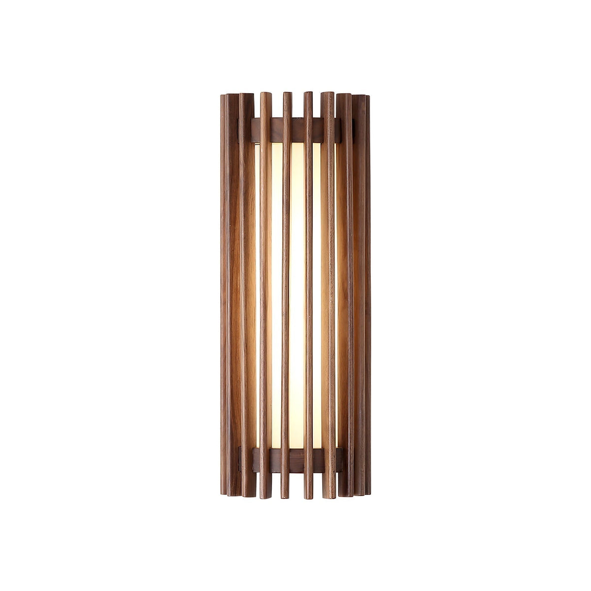 Walnut Slatted Wood Wall Light with Acrylic Diffuser - Arrielight