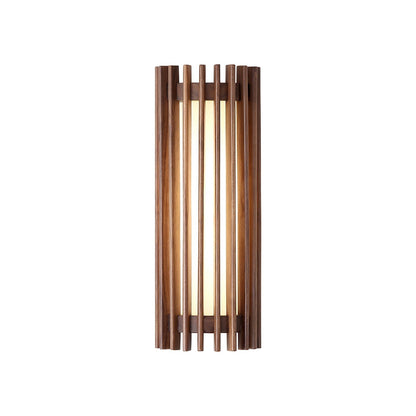 Walnut Slatted Wood Wall Light with Acrylic Diffuser - Arrielight