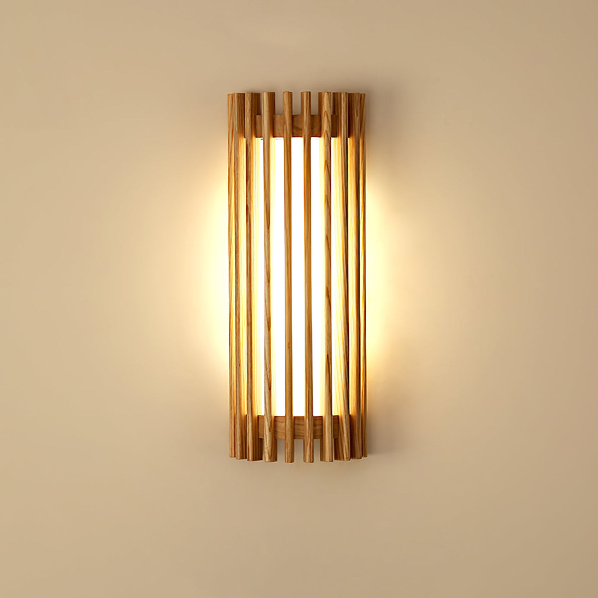 Walnut Slatted Wood Wall Light with Acrylic Diffuser - Arrielight