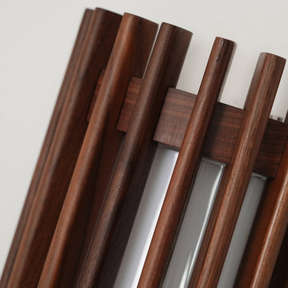 Walnut Slatted Wood Wall Light with Acrylic Diffuser - Arrielight