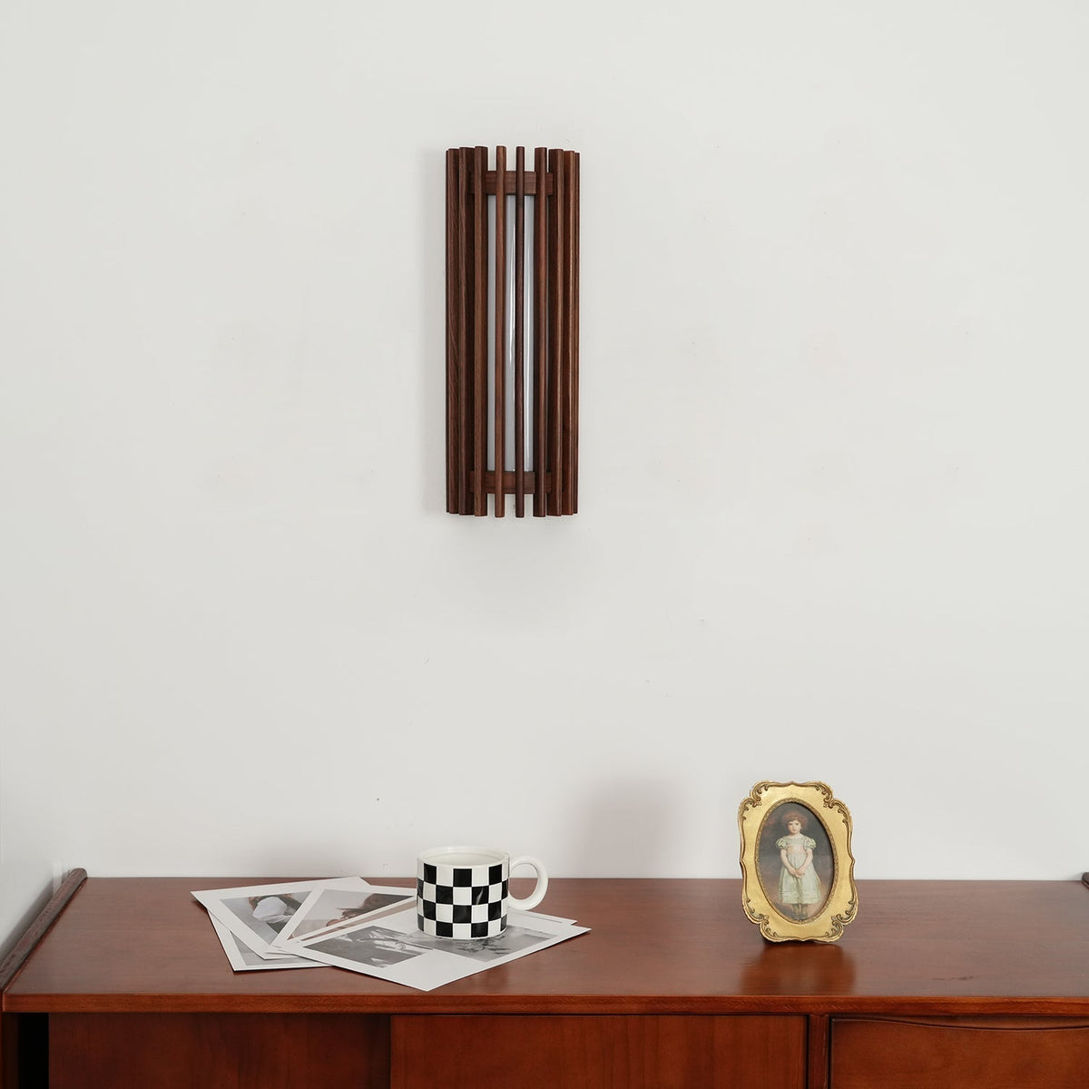 Walnut Slatted Wood Wall Light with Acrylic Diffuser - Arrielight