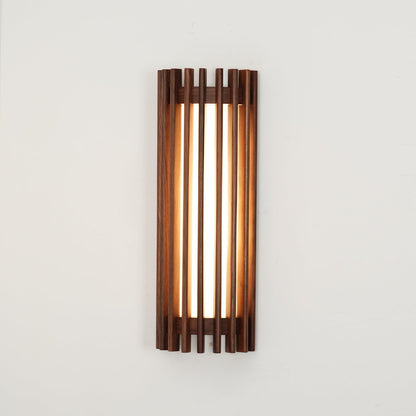 Walnut Slatted Wood Wall Light with Acrylic Diffuser - Arrielight