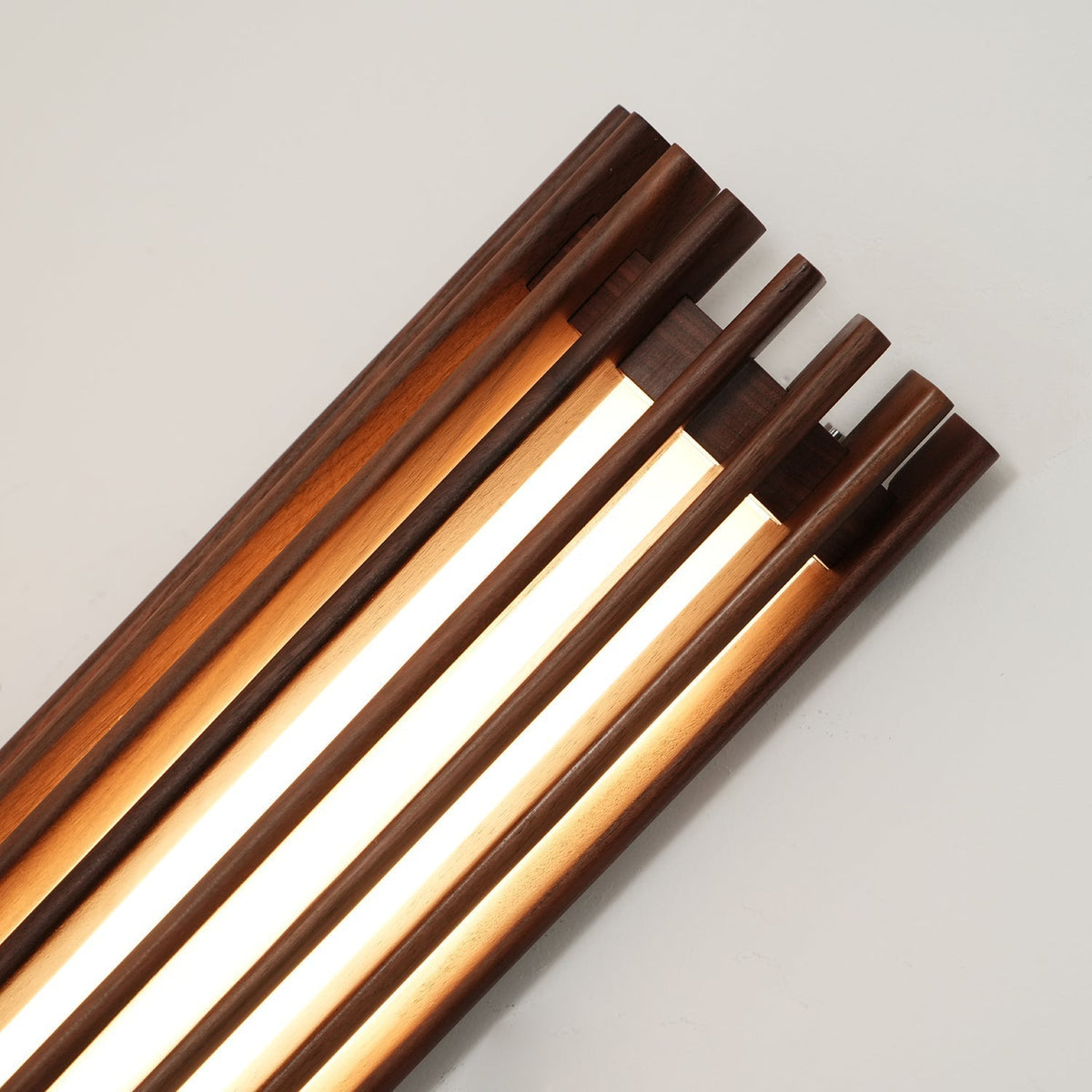 Walnut Slatted Wood Wall Light with Acrylic Diffuser - Arrielight