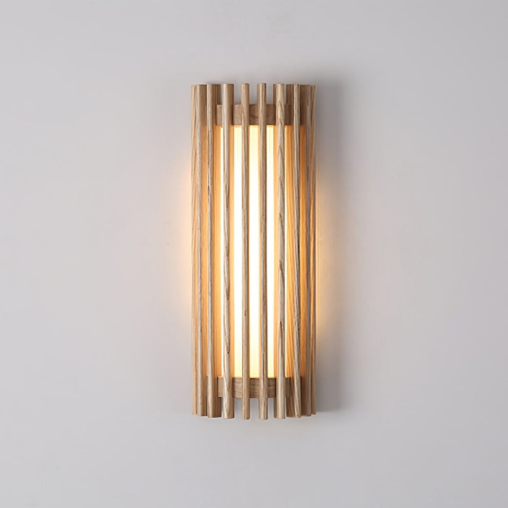 Walnut Slatted Wood Wall Light with Acrylic Diffuser - Arrielight