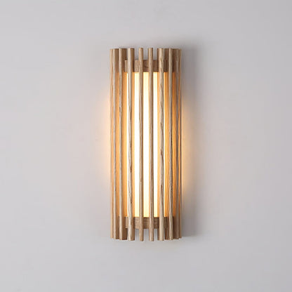 Walnut Slatted Wood Wall Light with Acrylic Diffuser - Arrielight