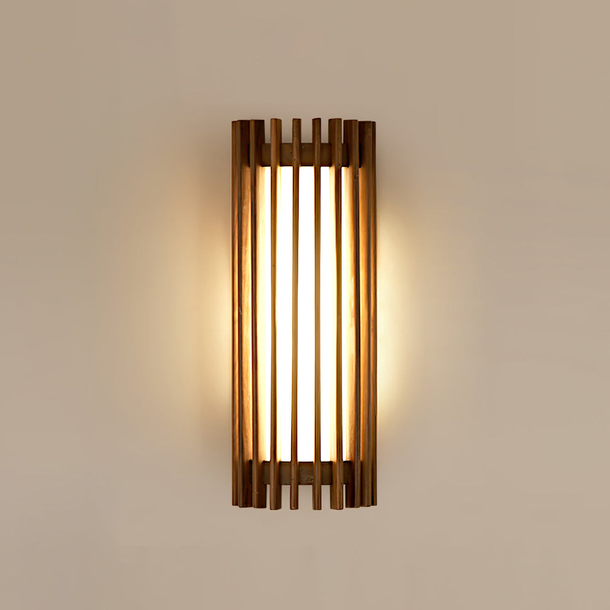 Walnut Slatted Wood Wall Light with Acrylic Diffuser - Arrielight