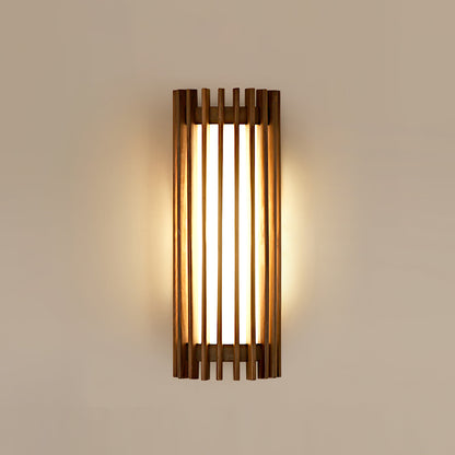 Walnut Slatted Wood Wall Light with Acrylic Diffuser - Arrielight