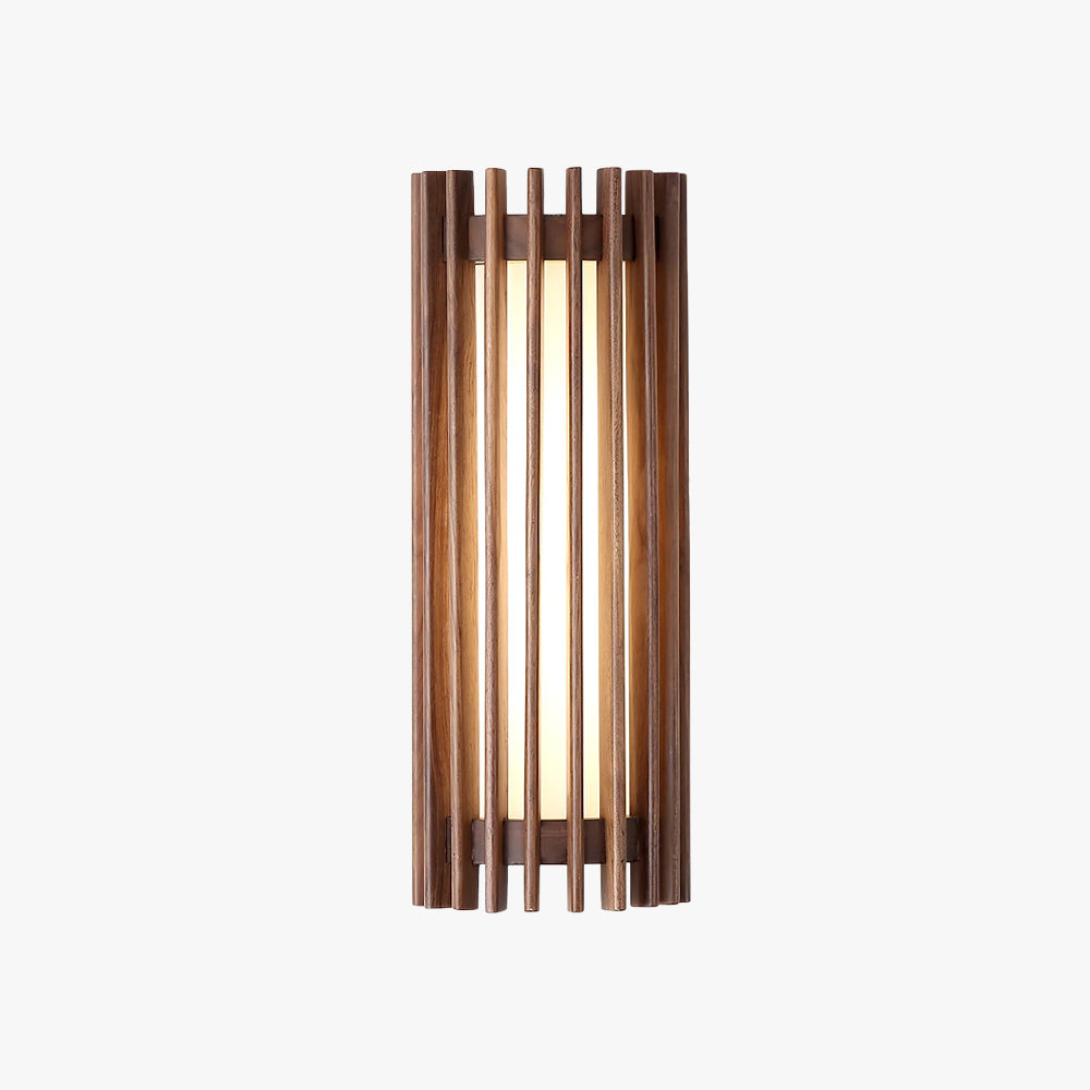 Walnut Slatted Wood Wall Light with Acrylic Diffuser - Arrielight