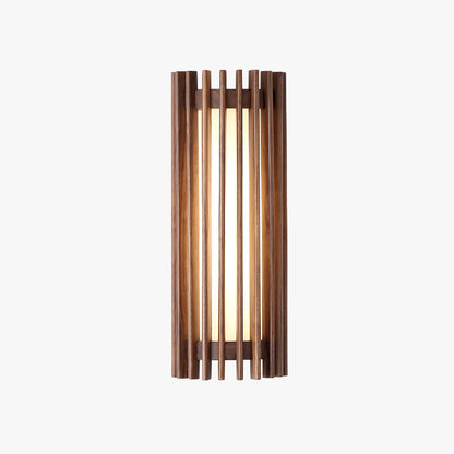 Walnut Slatted Wood Wall Light with Acrylic Diffuser - Arrielight