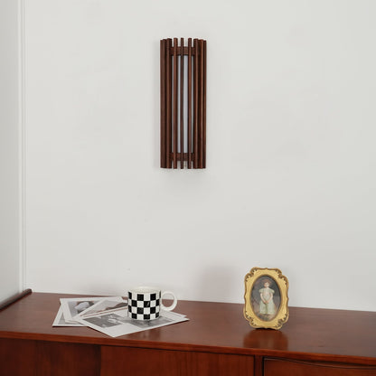 Walnut Slatted Wood Wall Light with Acrylic Diffuser - Arrielight
