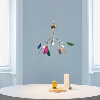 Natural Agate Branch Chandelier, Gold Metal Frame - Arrielight