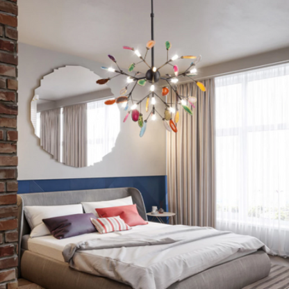 Natural Agate Branch Chandelier, Gold Metal Frame - Arrielight