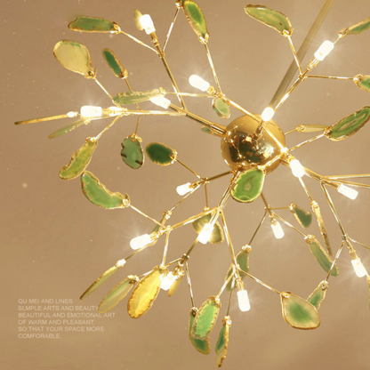 Natural Agate Branch Chandelier, Gold Metal Frame - Arrielight