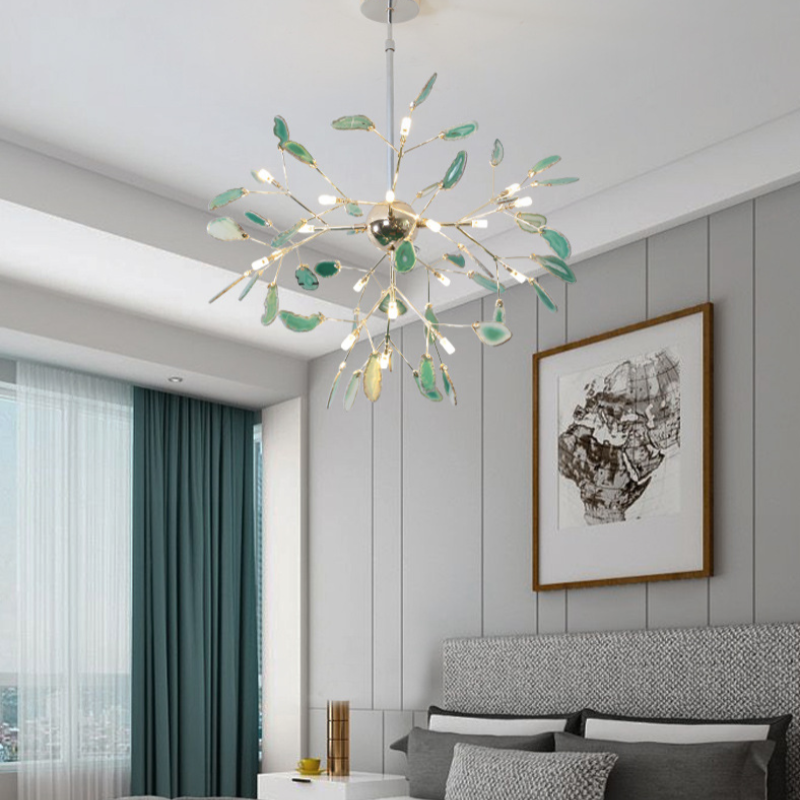 Natural Agate Branch Chandelier, Gold Metal Frame - Arrielight
