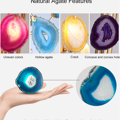 Natural Agate Branch Chandelier, Gold Metal Frame - Arrielight