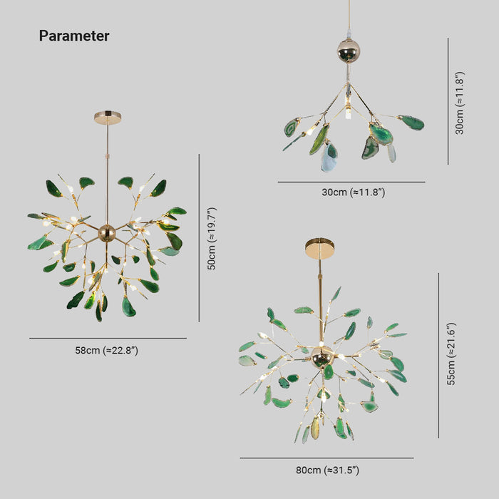 Natural Agate Branch Chandelier, Gold Metal Frame - Arrielight