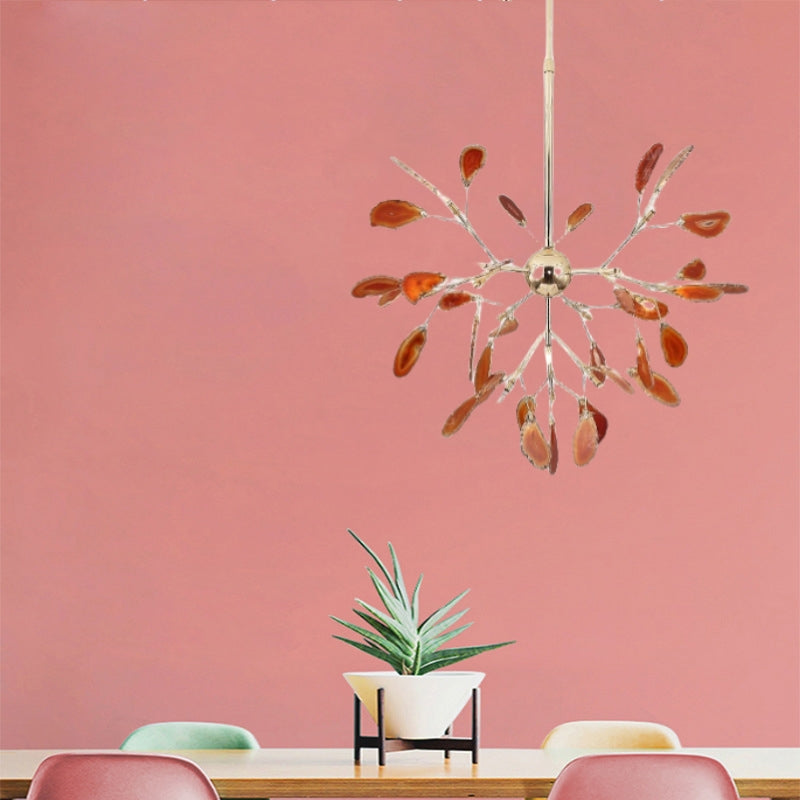 Natural Agate Branch Chandelier, Gold Metal Frame - Arrielight