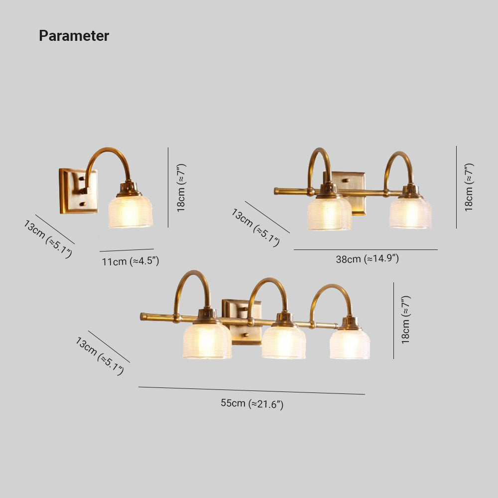 Ribbed Glass Wall Light with Arched Arms, 1, 2 or 3 Light - Arrielight