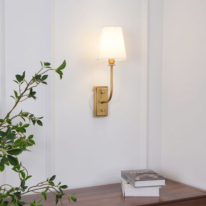 Tapered Fabric Shade Brass Wall Light - Arrielight