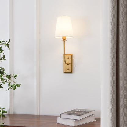 Tapered Fabric Shade Brass Wall Light - Arrielight