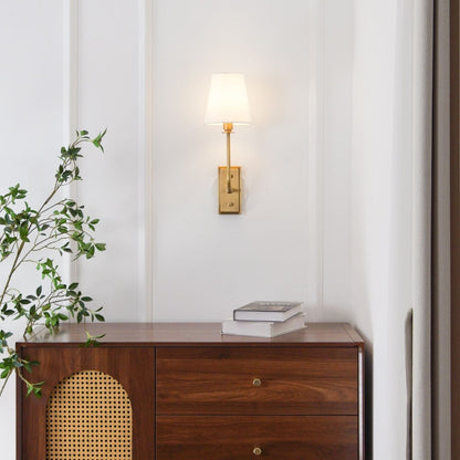Tapered Fabric Shade Brass Wall Light - Arrielight