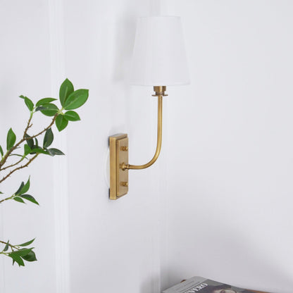 Tapered Fabric Shade Brass Wall Light - Arrielight